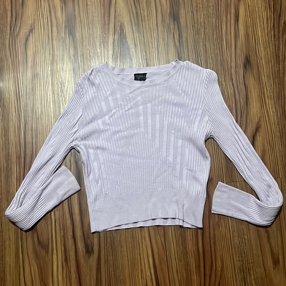 Topshop Purple Long Sleeve Crop Top